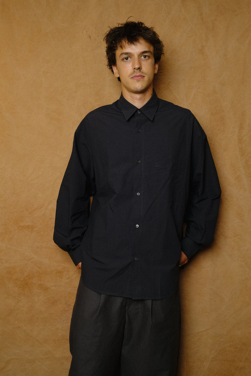 typewriter cotton shirt in dark navy