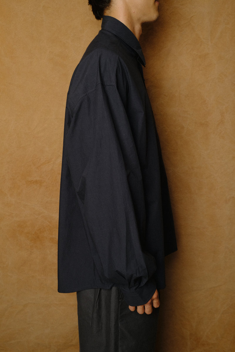 typewriter cotton shirt in dark navy