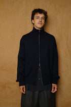 extrafine merino wool double zip in navy
