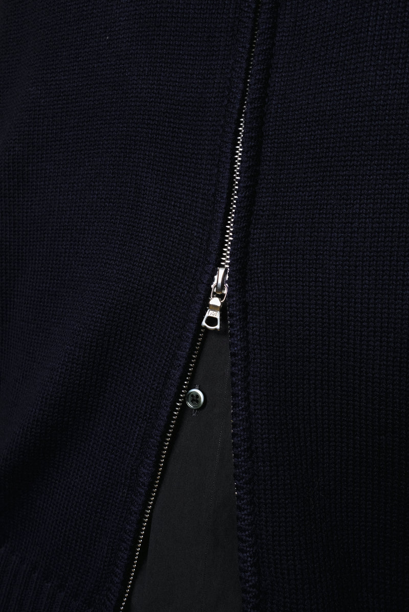 extrafine merino wool double zip in navy