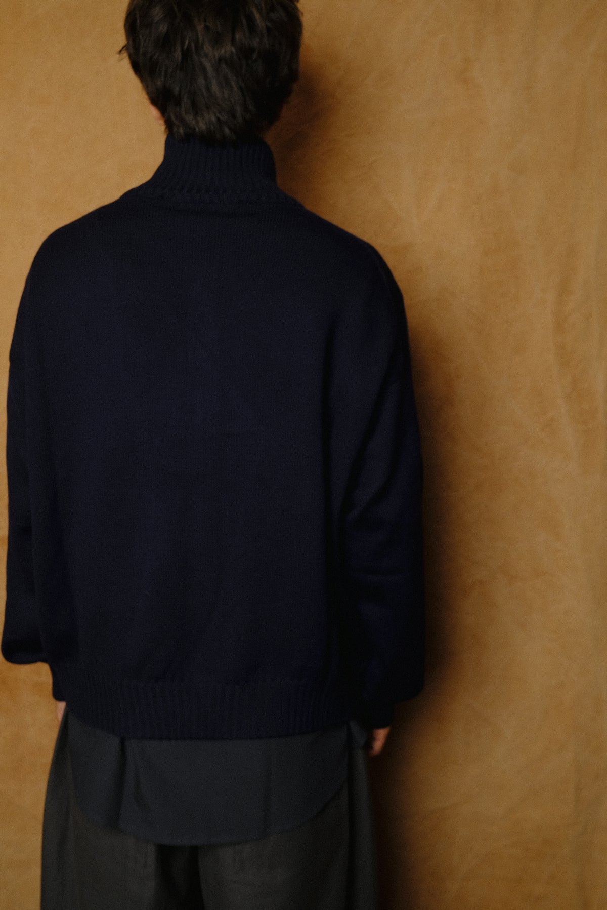 extrafine merino wool double zip in navy