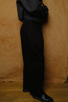 peached cotton trousers in black