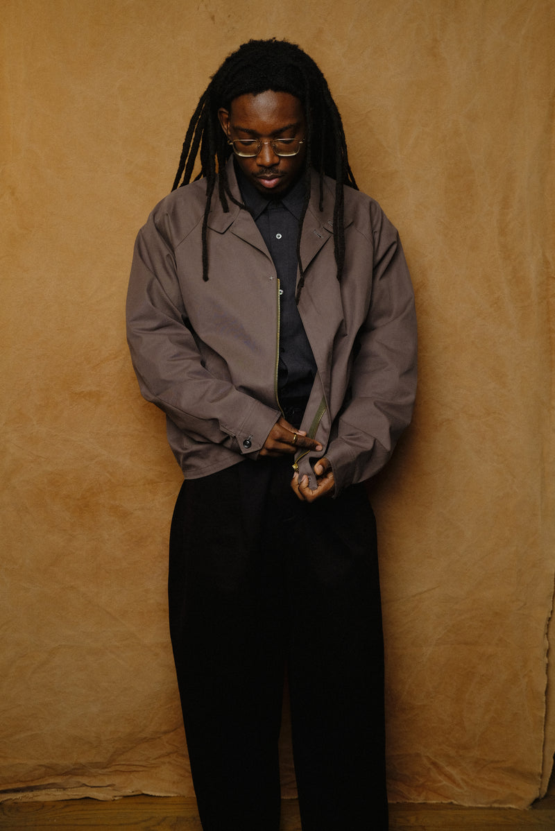 giza cotton trucker jacket in charcoal