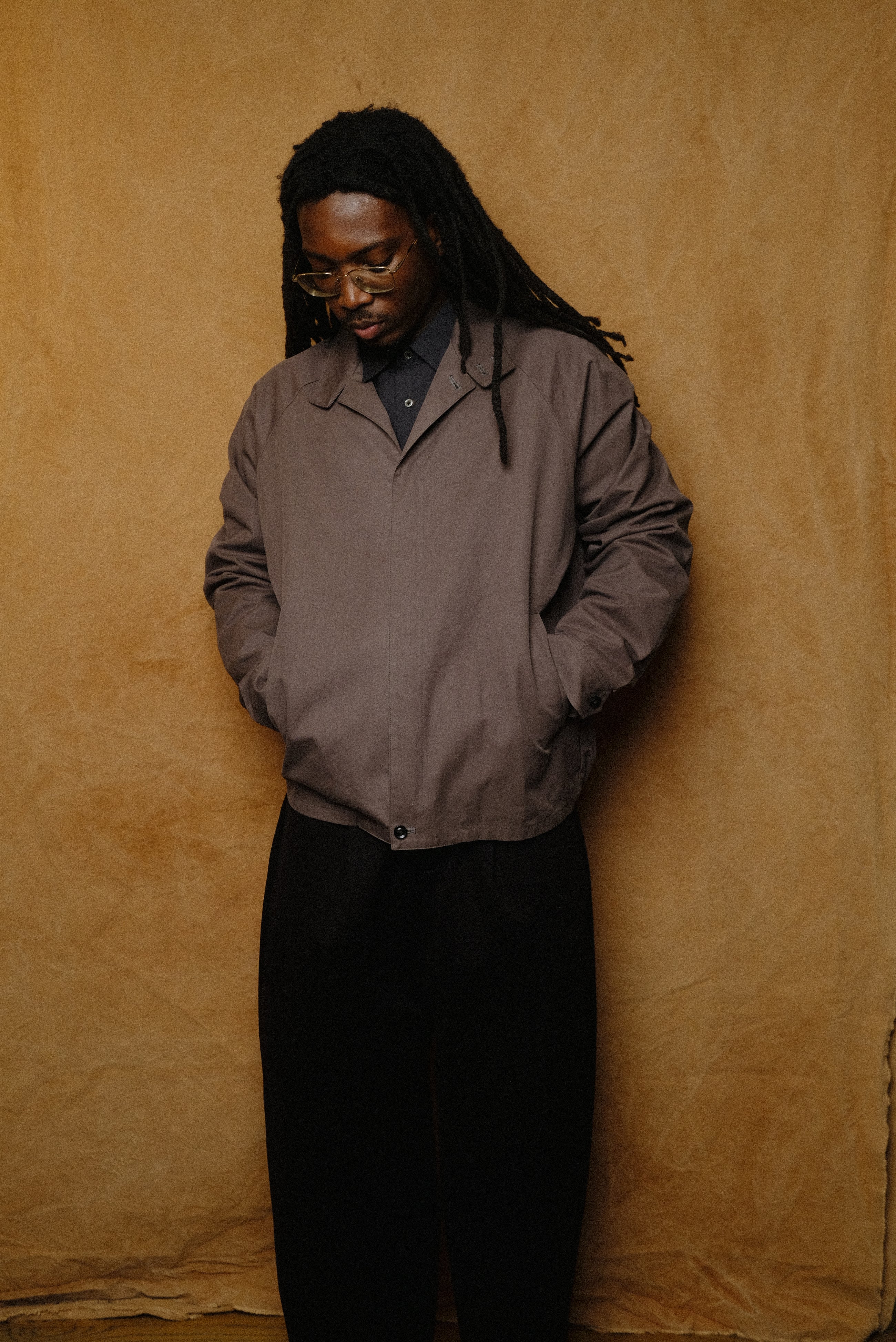 giza cotton trucker jacket in charcoal