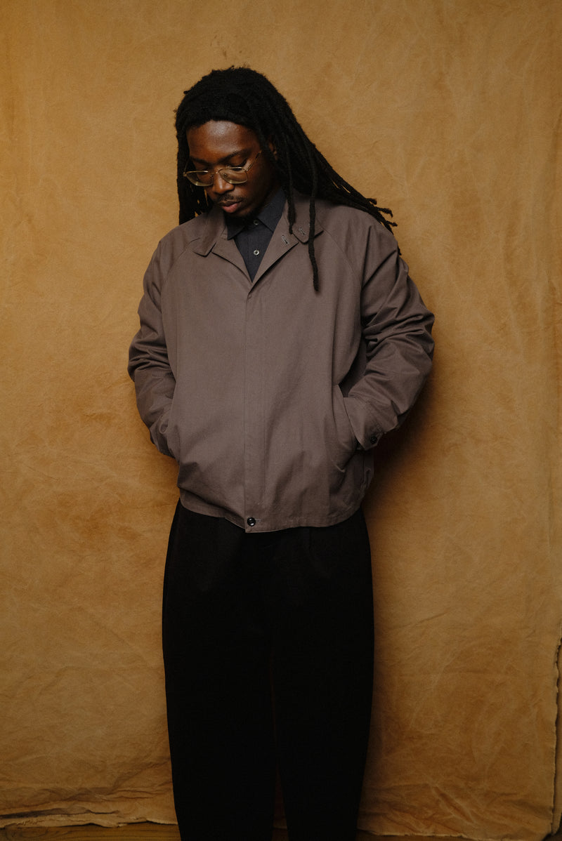giza cotton trucker jacket in charcoal