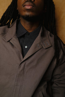 giza cotton trucker jacket in charcoal