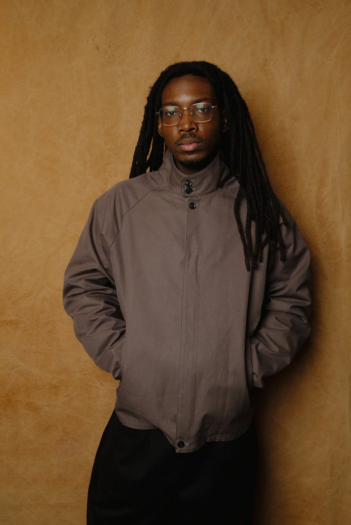 giza cotton trucker jacket in charcoal