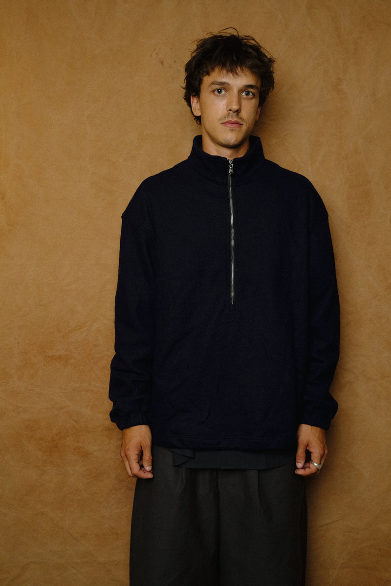 virgin wool fleece in navy