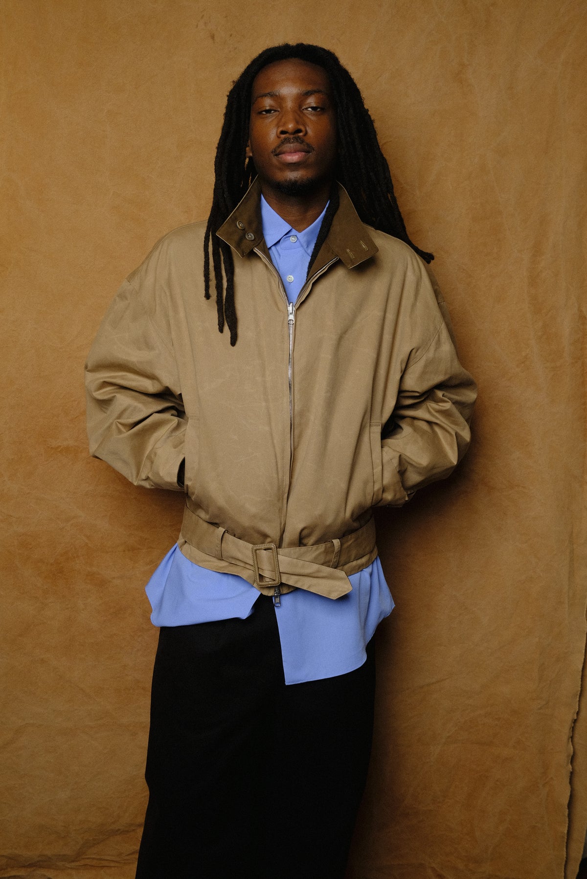paraffin wax cotton reversible blouson in beige/khaki