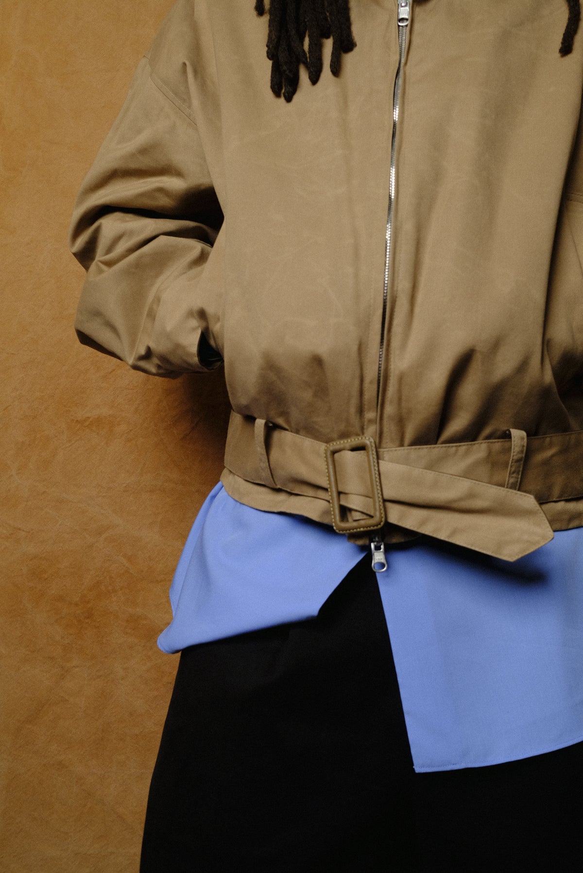 paraffin wax cotton reversible blouson in beige/khaki