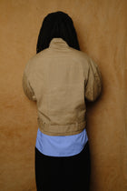 paraffin wax cotton reversible blouson in beige/khaki