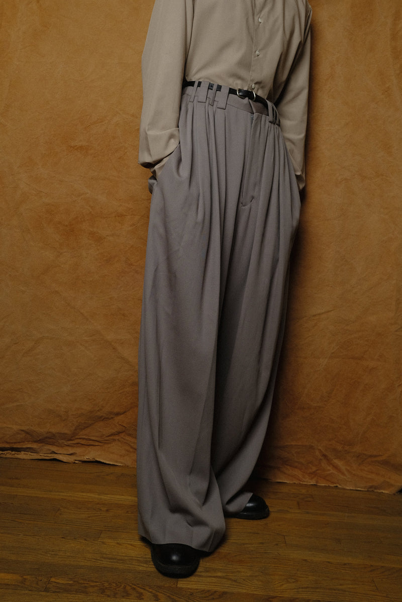 eight tuck high waist trousers in grey