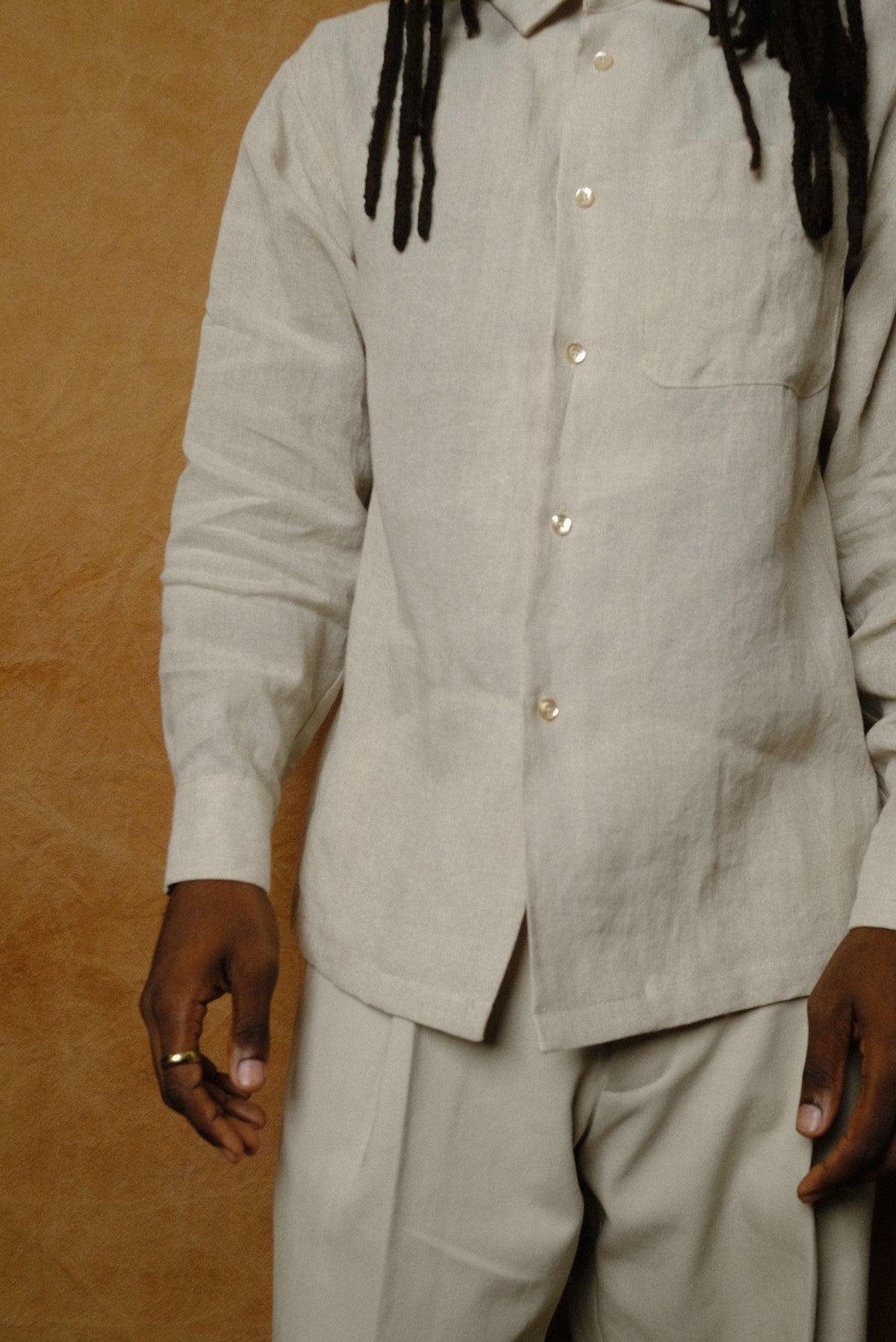 one pocket shirt in sand