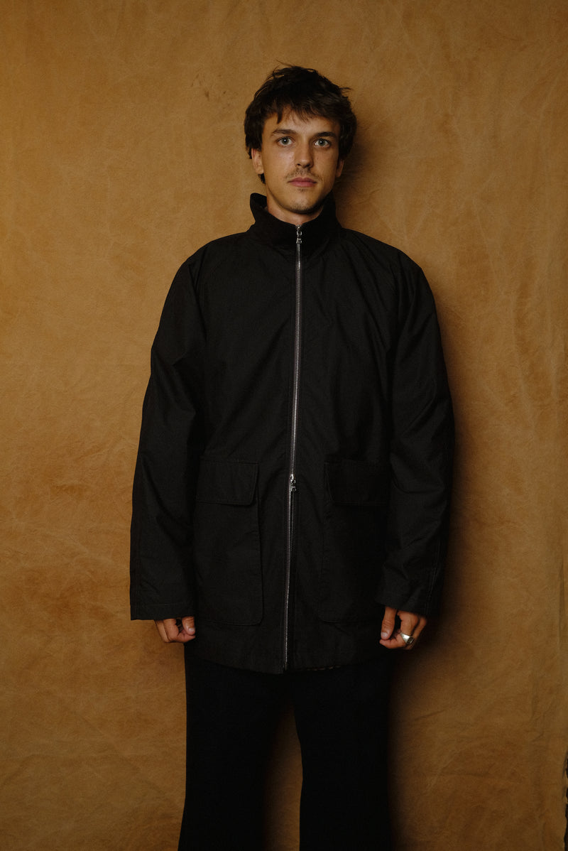 zip barn jacket in waxed mahogany