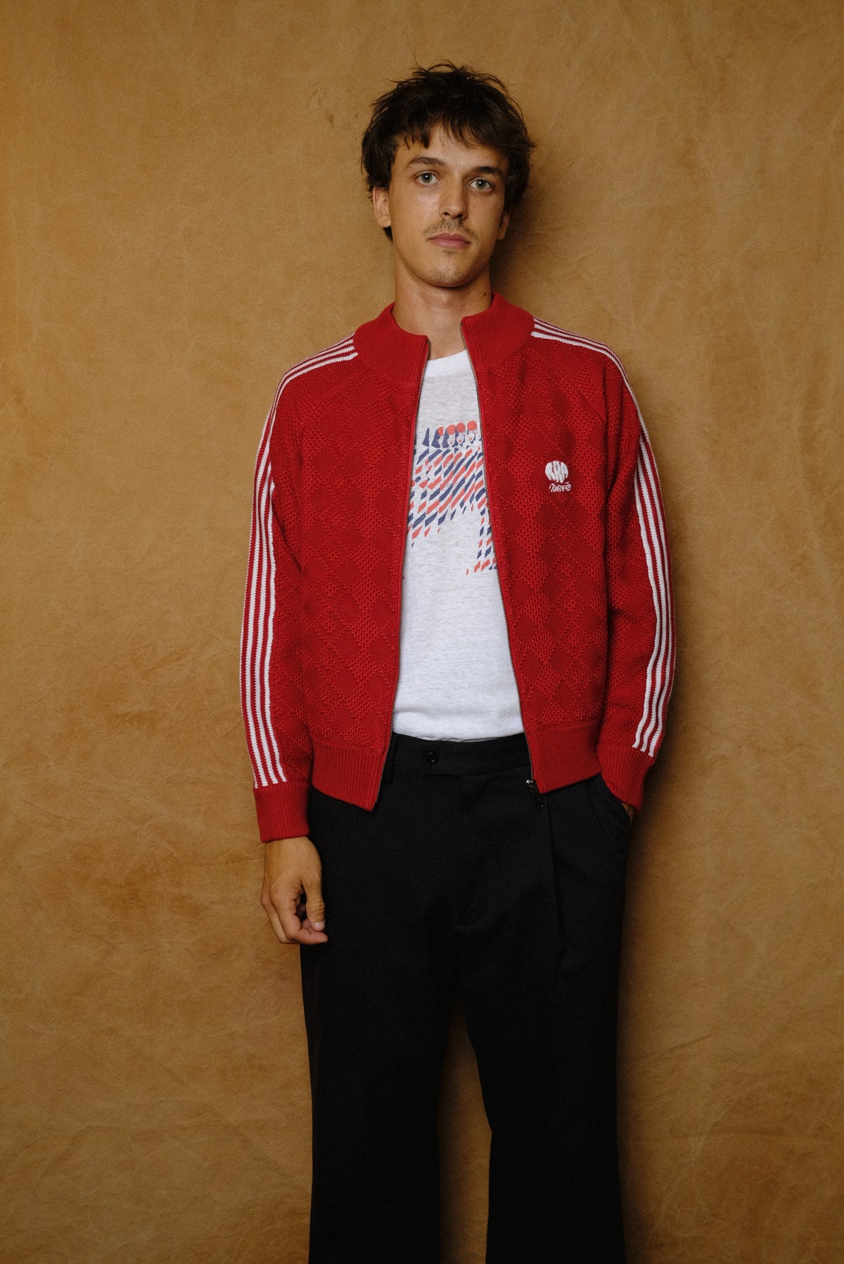 knitted training jacket in red