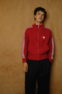 knitted training jacket in red