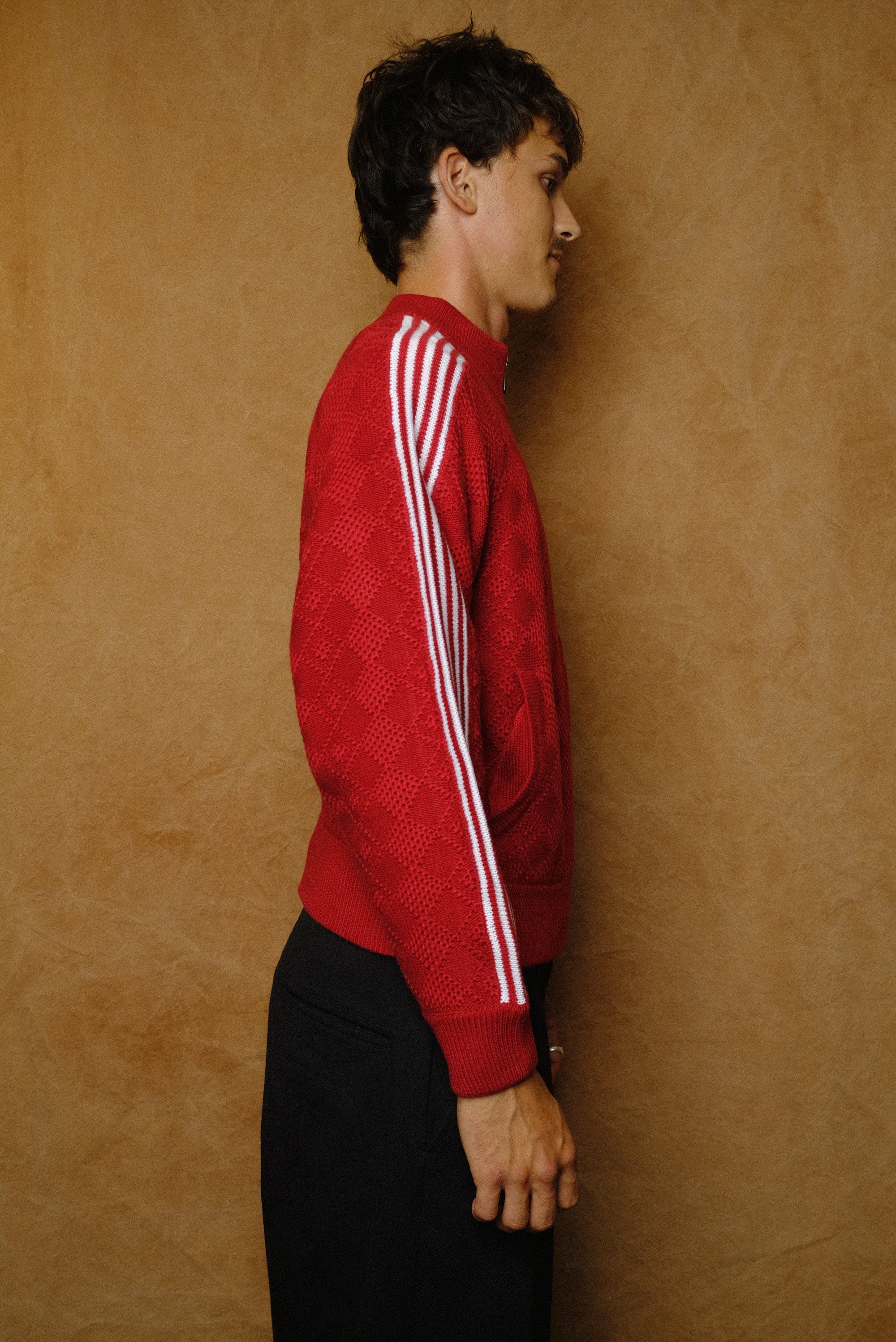 knitted training jacket in red