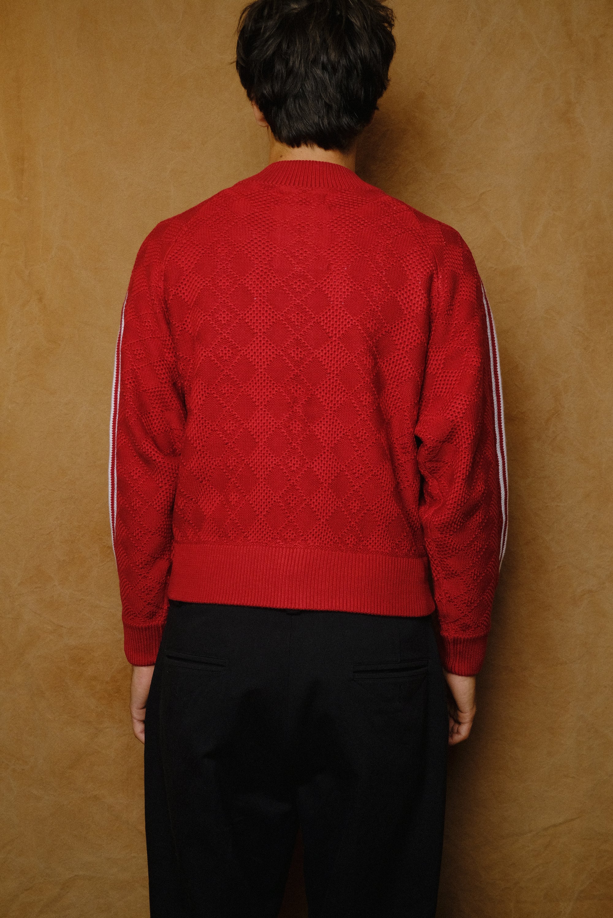 knitted training jacket in red
