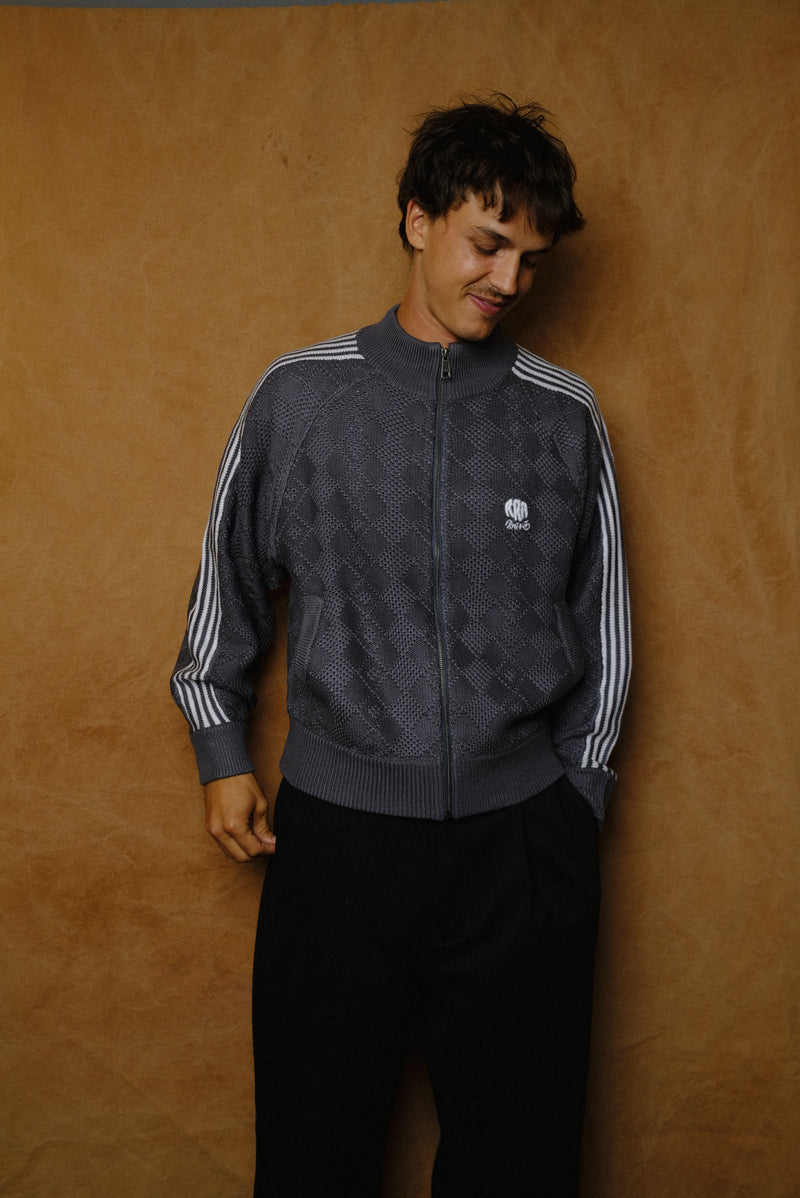 knitted training jacket in dark gray