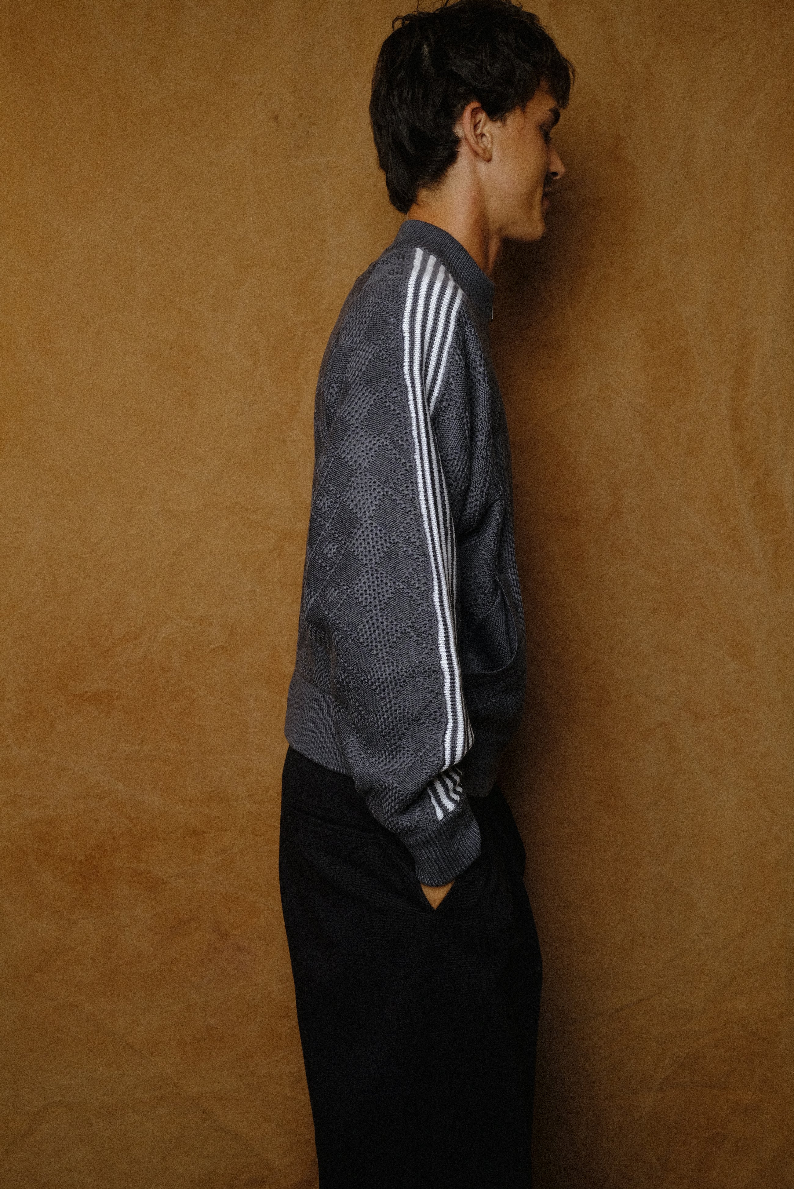 knitted training jacket in dark gray