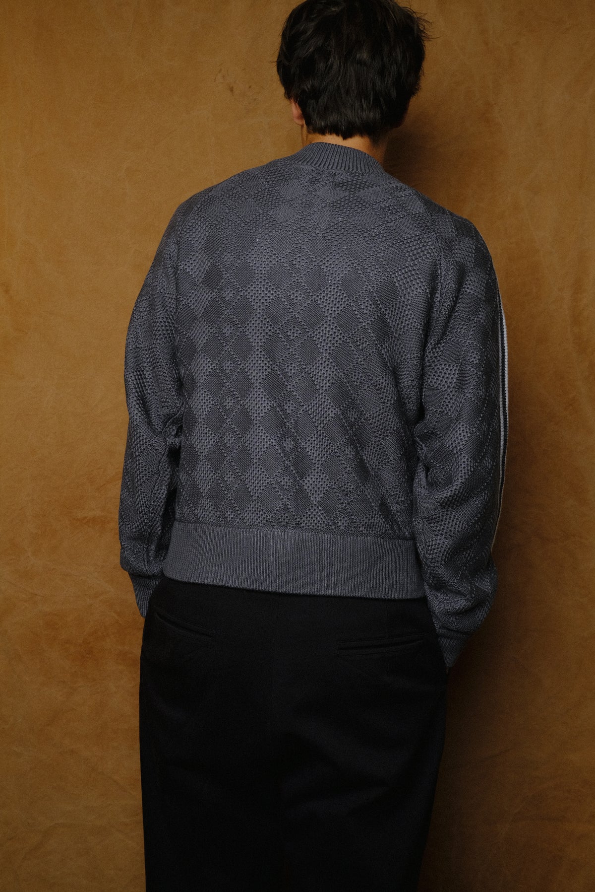 knitted training jacket in dark gray