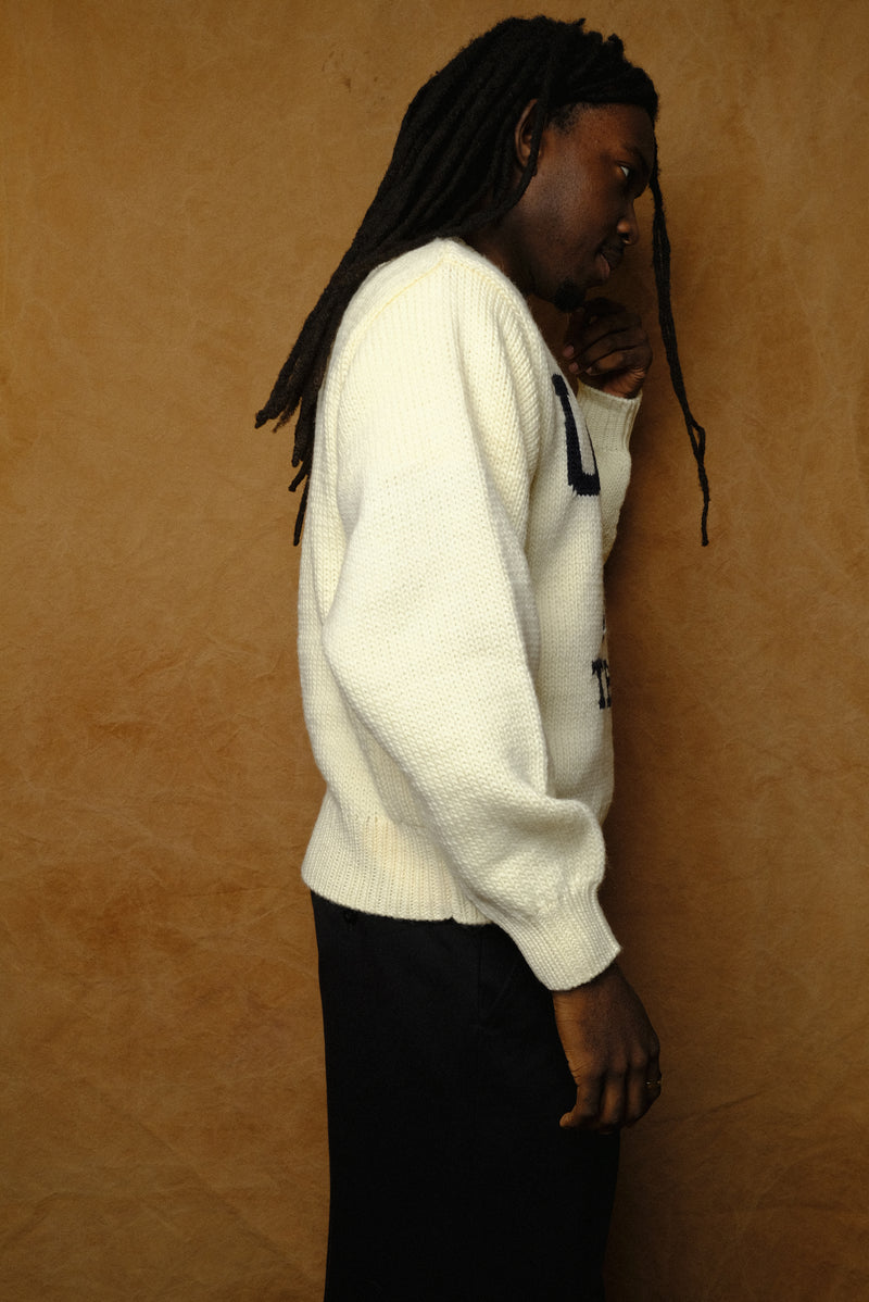 home made knitting sweatshirt in off white