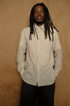 evergreen shirt in beige combo cotton/wool gauze