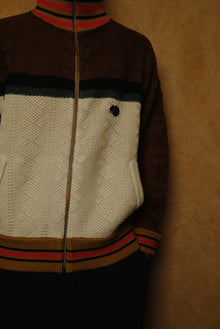 multicolor knitted track jacket in brown