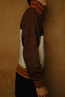 multicolor knitted track jacket in brown