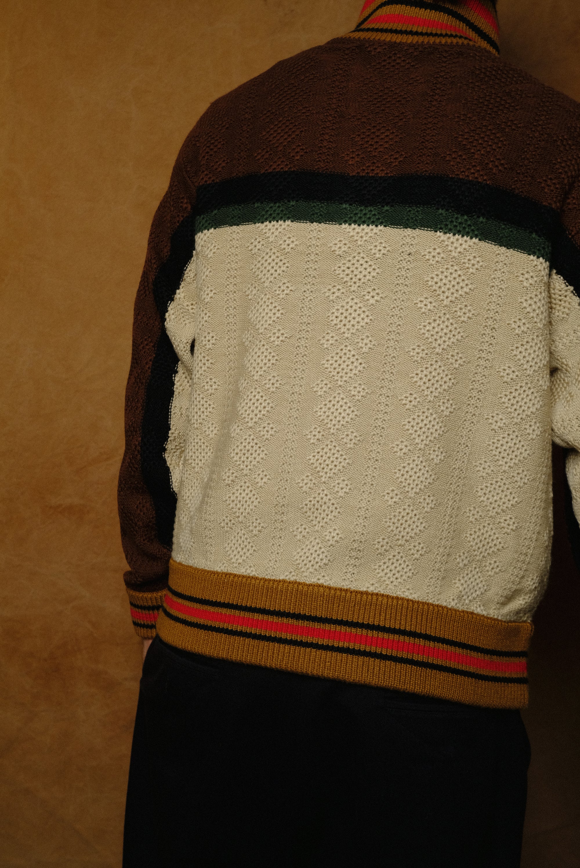 multicolor knitted track jacket in brown