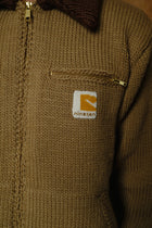 home made knitting detroit jacket in tan