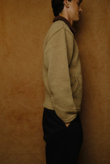 home made knitting detroit jacket in tan
