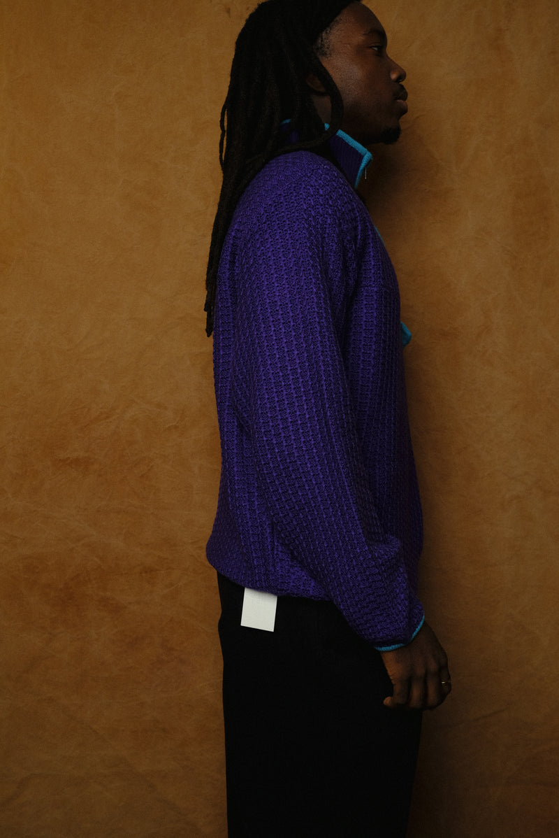 mountain knitting pullover in purple