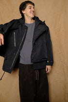 double cushy hooded jacket in black