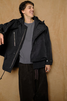 double cushy hooded jacket in black