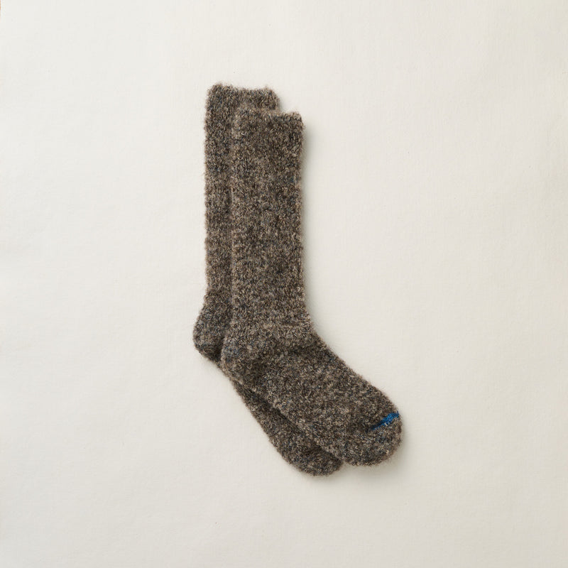 alpaca loop slipper socks in brown